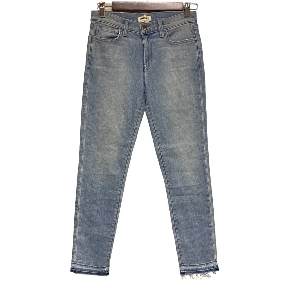 L'Agence Women's Jeans Denim Blue Revolve Raw Hem Straight Leg Size 25 NEW